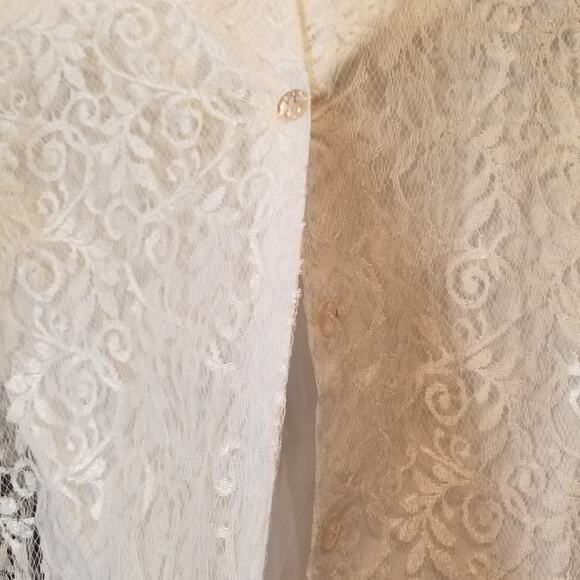 Vintage 80's White Algo Ettes 2 Piece Dress Short Sleeve Round Neck Women Size 9 - Picture 13 of 16